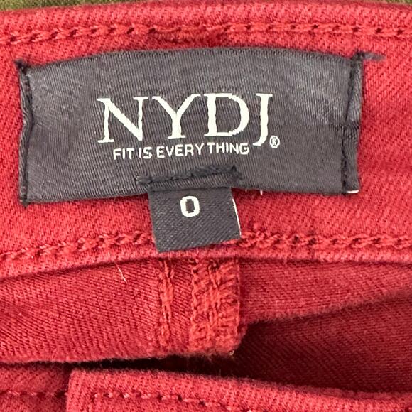 NYDJ Fiona Red Boysenberry Reactive Slim Flare Ankle Jean Womens Size 0 Raw Hem - Picture 8 of 10
